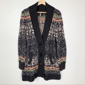 FREE PEOPLE Gray Wool Knit Blend Oversized Cardigan Sweater Large